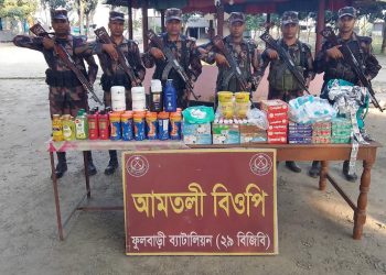 আমতলী সীমান্তে ৬৬ হাজার টাকার ভারতীয়  বিভিন্ন পণ্য আটক