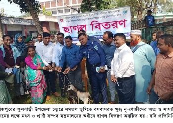 ফুলবাড়ীতে ক্ষুদ্র নৃ-গোষ্ঠীদের মাঝে  ছাগল বিতরণ