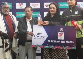 ১৩তম ম্যাচে ম্যান অব দ্য ম্যাচ নির্বাচিত হলেন সিলেট টাইটানসের নাসুম আহমেদ