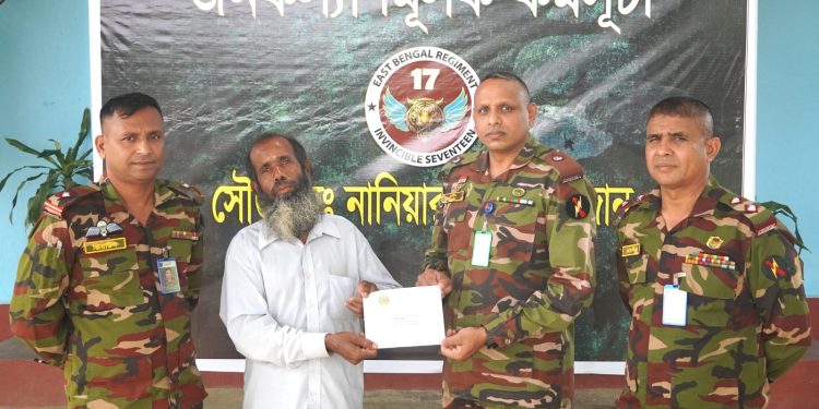 নানিয়ারচর সেনা জোনের উদ্যোগে উন্নত চিকিৎসায় আর্থিক সহায়তা প্রদান
